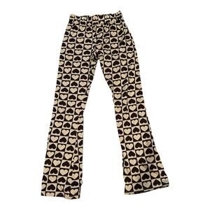 Charlotte Russe Heart Print Pants Brown Size M Y2K Cute Retro